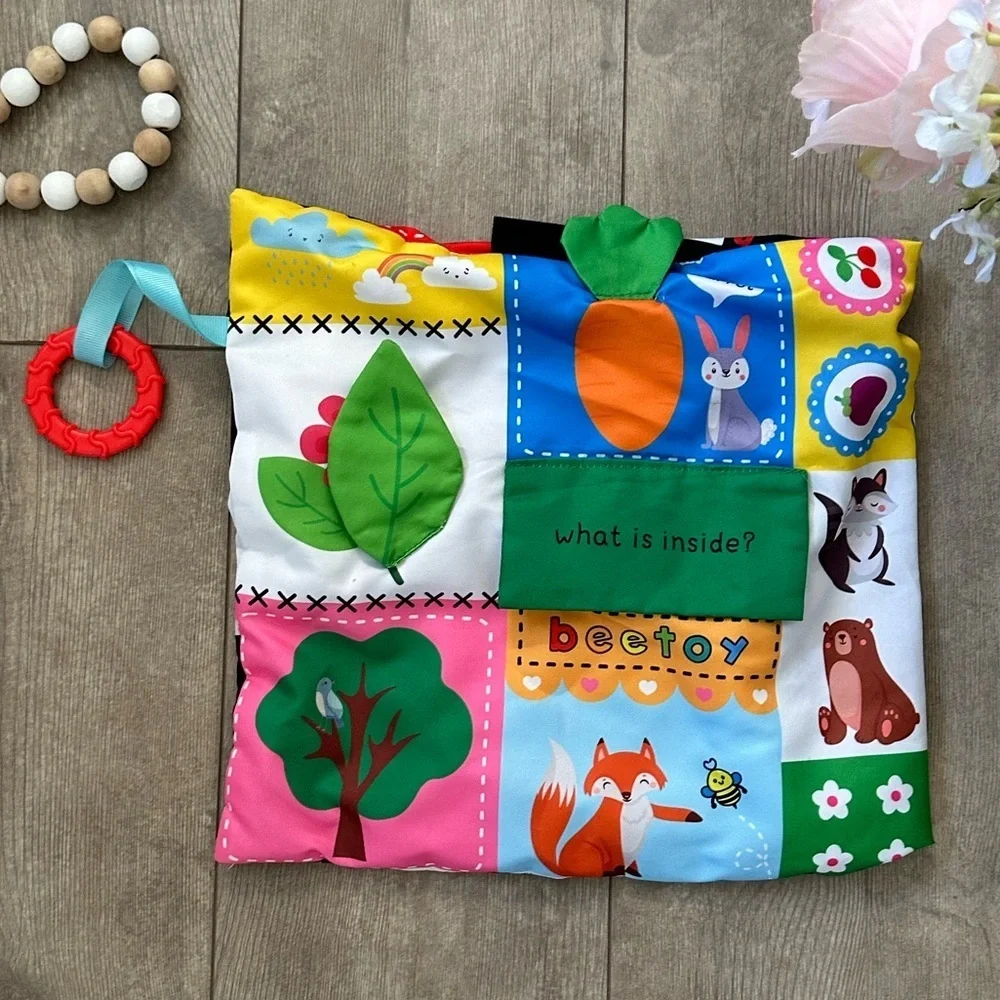 Baby Tummy Time / Car Ride / Sensory Crinkly Double Sided High Contrast Toy